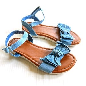 Toddler Girls Knot Bow Chambray Sandals